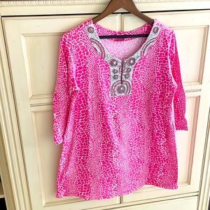 Joyous & Free Pink leopard print shirt